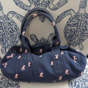 Navy Blue Tote Bag with Pink Accents